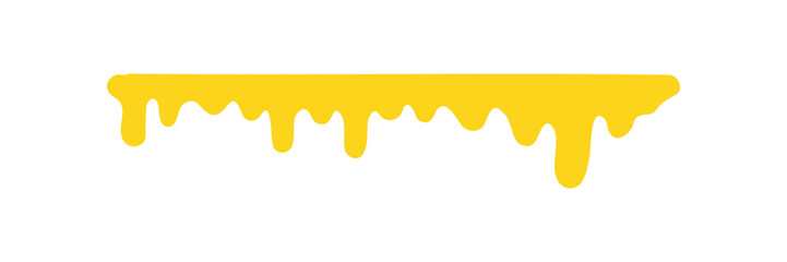 A vibrant vector set of three yellow honey drips on a white background. This simple, flat design is perfect for food, sweet, and natural themes