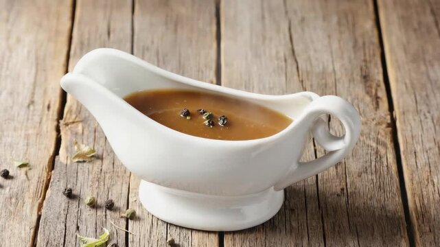 Seasonal spiced pumpkin condiment in a white ceramic jar.