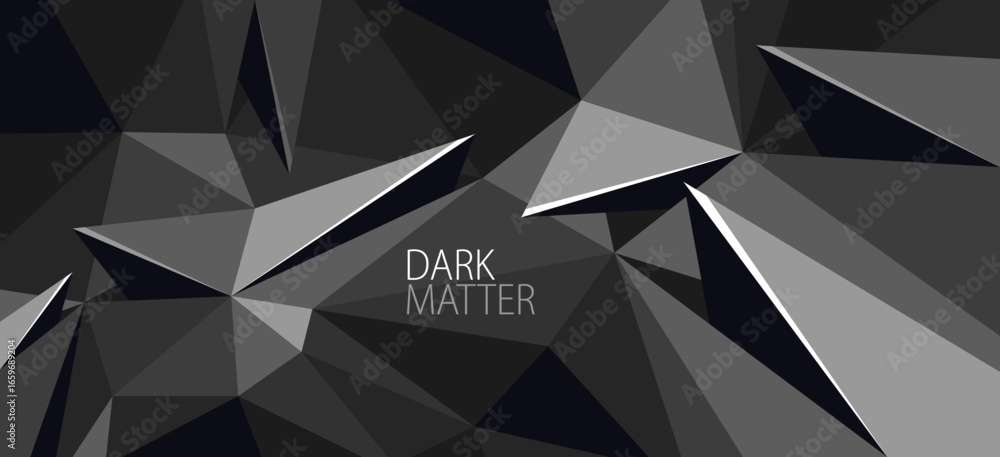 Aufkleber polygonal abstract background, 3d vector dark black greyscale low poly surface, digital technology a