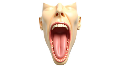 Naklejka premium Anatomy & Physiology A labeled model of the larynx, isolated on white, showing vocal cords, epiglottis, thyroid cartilage, and cricoid cartilage for voice, airway(2)