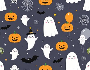 Halloween cute ghost pattern design for background or print