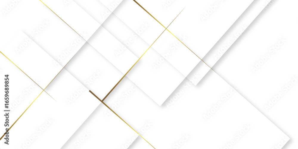 Poster white square pattern on banner design. modern and minimal concept gold lines abstract geometric back