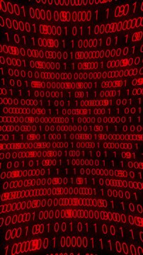 Digital numbers codes moving in cyberspace - Technology background. Binary code matrix array background, empty copy space area for logo or text VFX design. Shiny numbers of 1 and 0 animated.