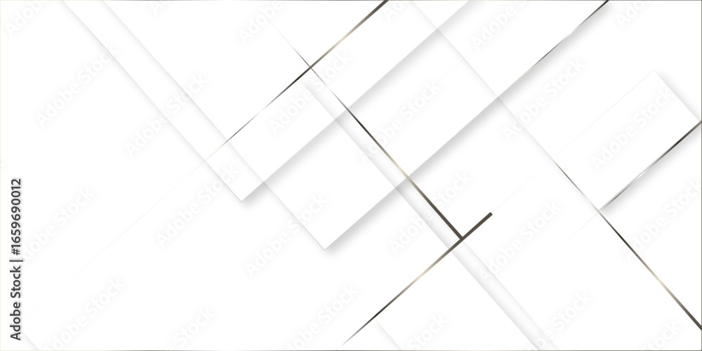 Poster white square pattern on banner design. modern and minimal concept gold lines abstract geometric back