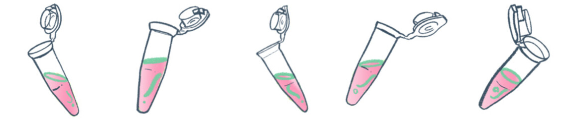 Hand Drawn Eppendorf Tubes for DNA, RNA, and Protein Analysis in Biotech Laboratory Illustration PNG
