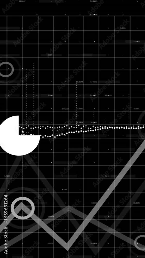 Poster animation of data processing over black background