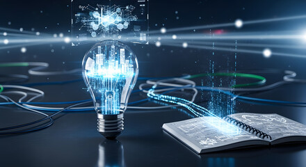 light bulb and computer