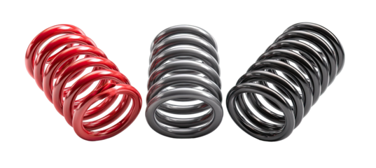 Three coiled springs in red, gray, and black (1)