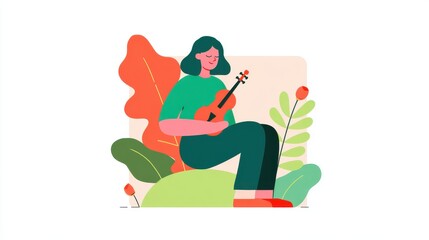 Soothing music illustration in relaxation zone with gentle focus representing stress relief
