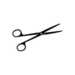 Stainless steel medical scissors, a sharp tool for precision cutting, are isolated on a crisp white background