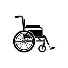 Black retro wheelchair vector icon isolated on a white background