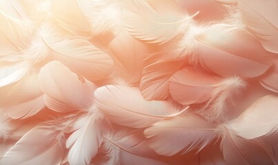 Feathers background featuring beige colors blending with aesthetic soft style, symbolizing fragile and sensitive elements from nature, offering a neutral pastel design natural textures, Generative AI