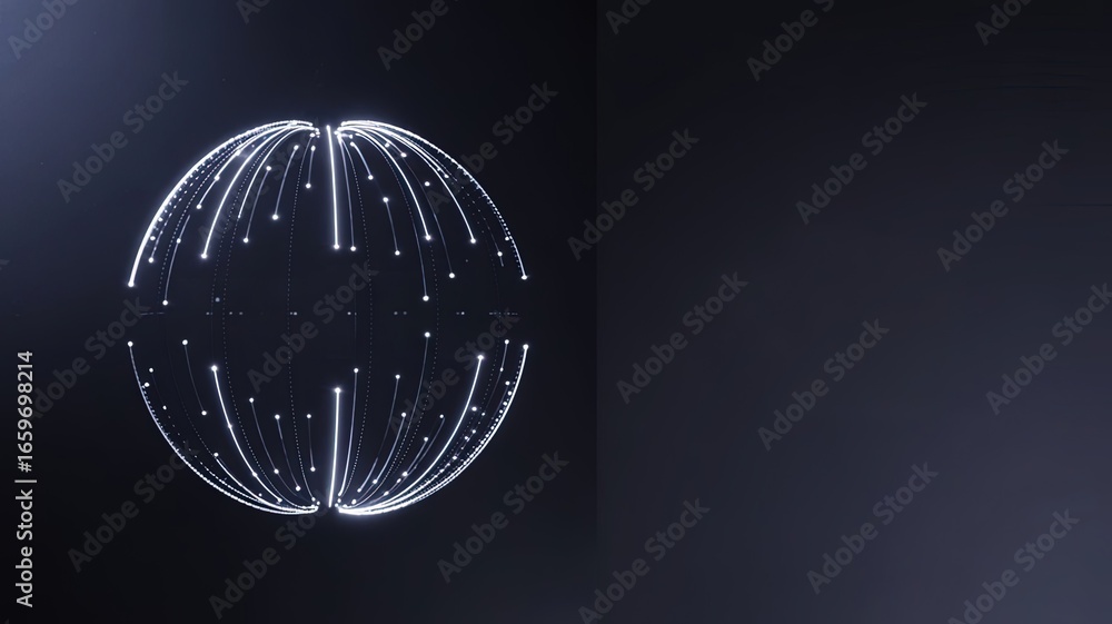 Poster global network of connections: a futuristic representation of a global network, with glowing lines c