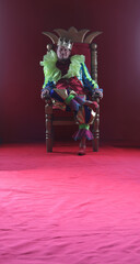 portrait of the king on the throne in the red hall