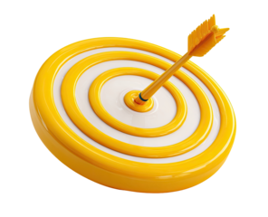 A yellow target with a  central arrow