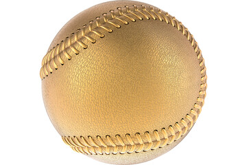 Golden baseball ball, transparent background