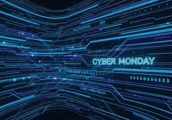 Cyber monday digital graphic futuristic sale promotion background
