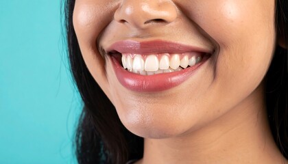 Fototapeta premium Close-up of a smiling woman's teeth