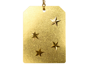 Elegant Gold Foil Christmas Gift Tag with Glitter Border, Transparent PNG