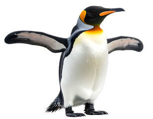 Fototapeta premium Realistic Full-Body Penguin Standing Upright, Transparent PNG
