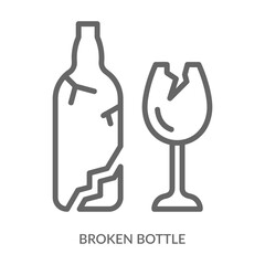 Broken Bottle Icon Line Style. Design Vector Illustration