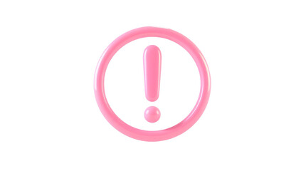 3D Pink Exclamation Mark in Circle – Warning Alert Icon Isolated PNG