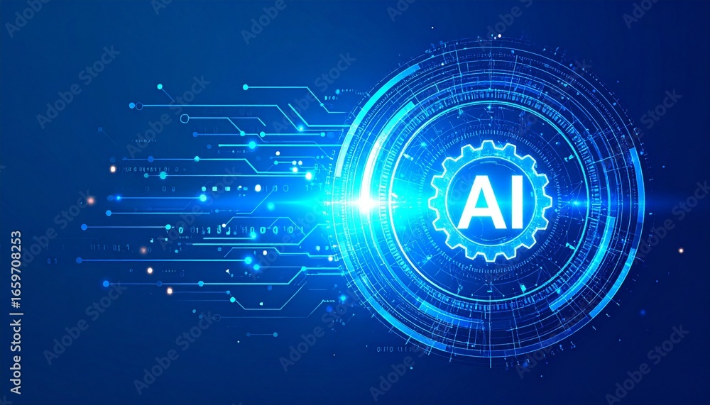 Aufkleber ai concept, an emblem of technology, illustrating the digital world with interconnected circuit patt