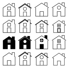 House icon set or home building icon collection