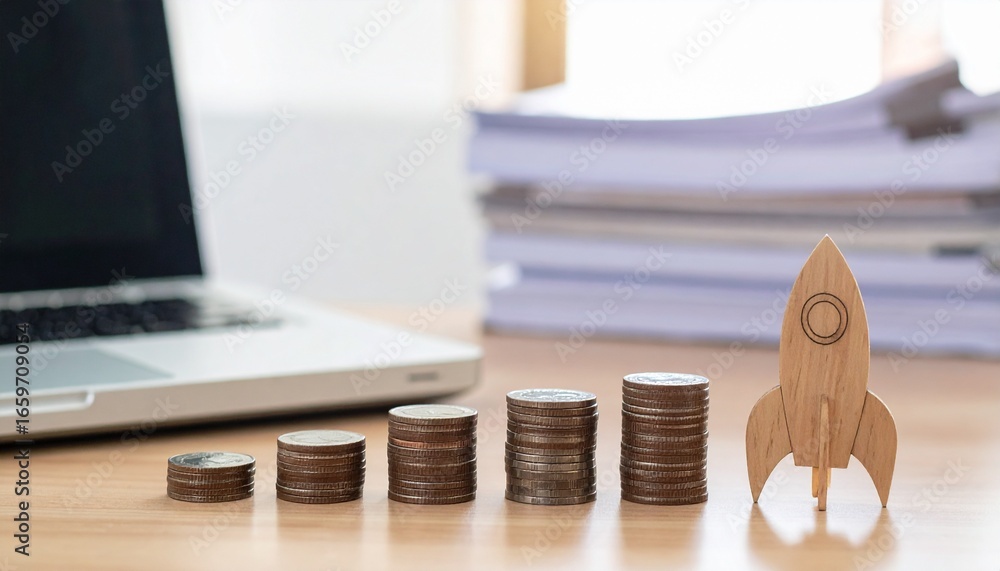 Poster conceptual image of a startup representing growth and financial progress