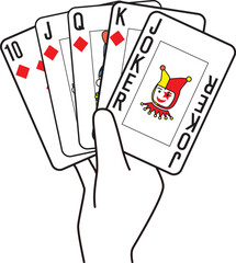 手袋でトランプを持つ手