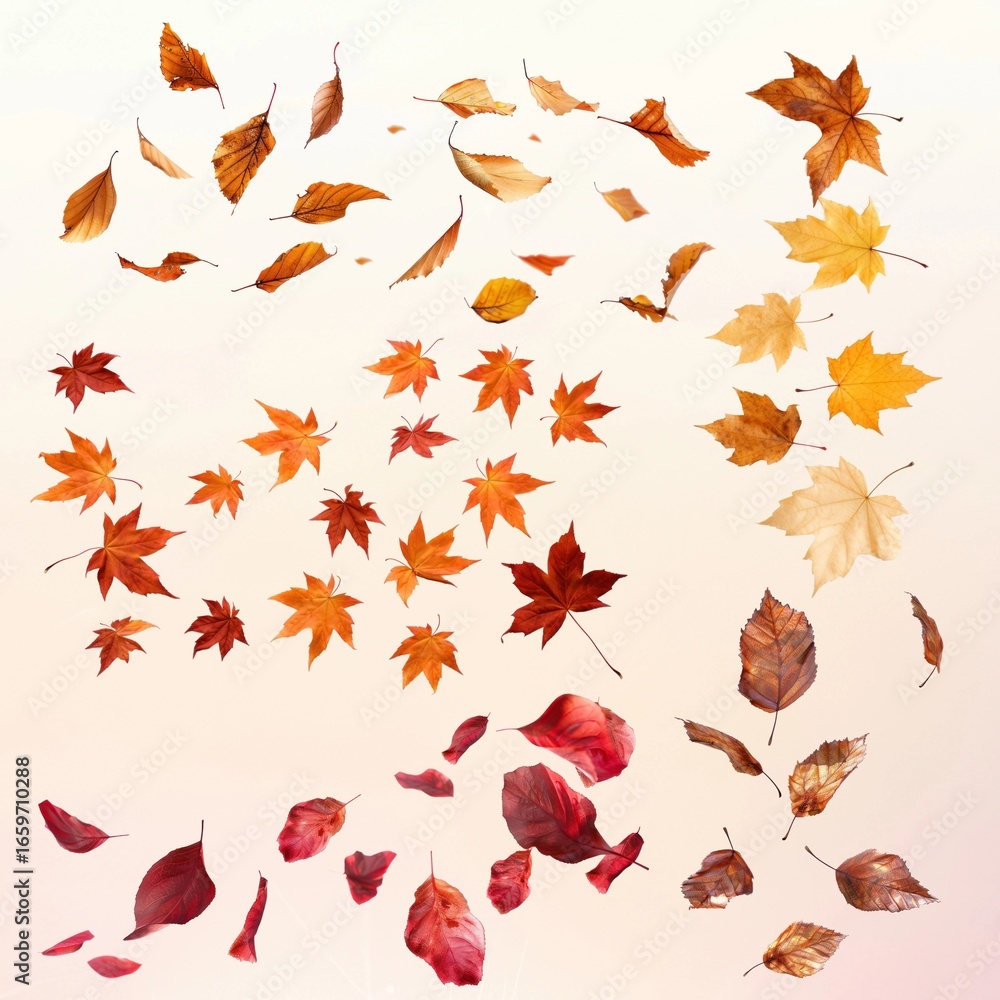 Poster floating leaves design element set
