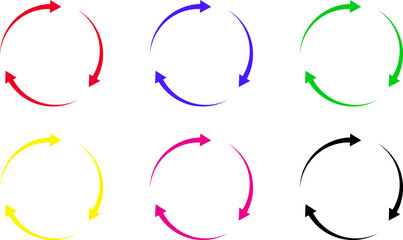 Circular Arrows Icon Set. Vector collection of colorful refresh, reload, and loop symbols. Icons for process, workflow, and synchronization.