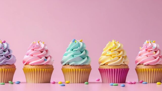 cupcake dessert banner mockup assort 4K Videos