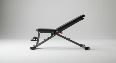 Adjustable Weight Bench – Black Padded Seat with Red Knob and Foot Rollers