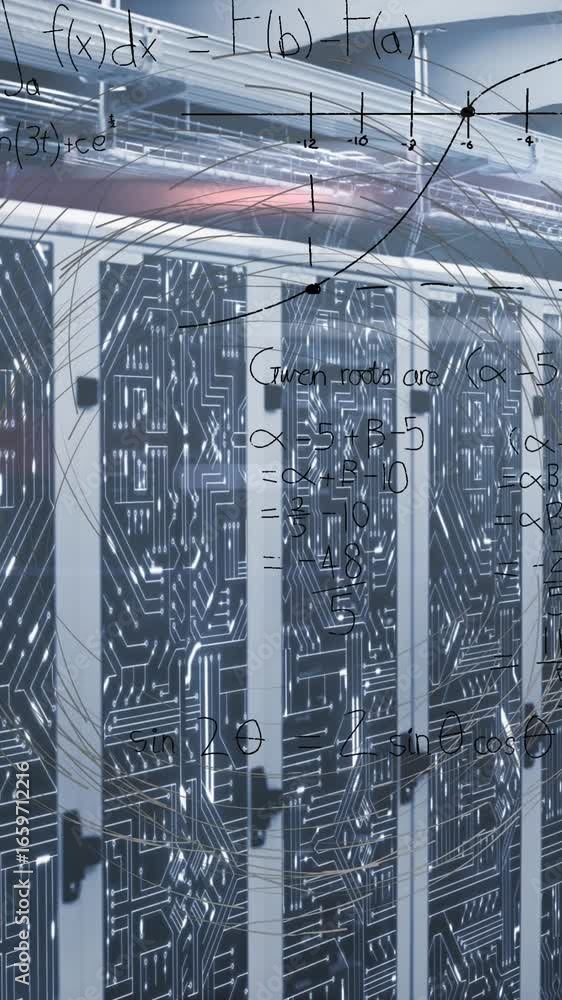 Poster animation of data processing over server room