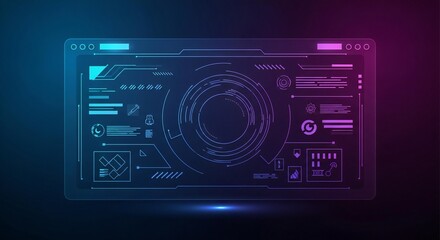 Dynamic futuristic dashboard interface glowing with data visualization, showcasing innovation and advanced technology for modern business.
