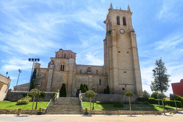 Santa Maria la Mayor church in Villamuriel de Cerrato with Romanesque apse and bell tower