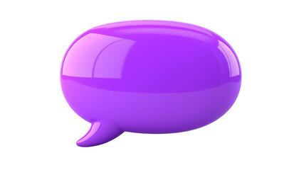 A vibrant purple speech bubble with a smooth, glossy finish