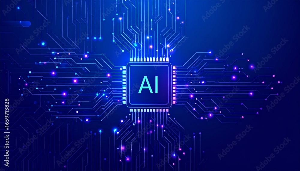 Poster artificial intelligence concept and data flow