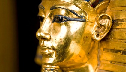 Obraz premium Close-up profile of golden Egyptian mask