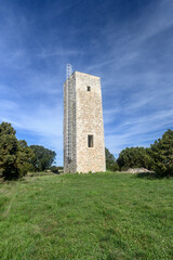 Medieval tower Torreon de la Greda in Cevico Navero, Palencia countryside