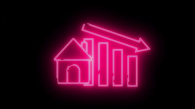 home icon and graph icon down with neon effect