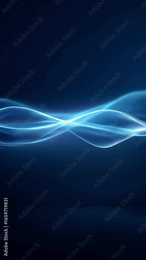 Poster technology background loop glowing wave light blue abstract dark digital flow smooth energy dynamic 