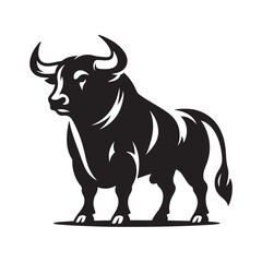 Powerful bull silhouette with dynamic lines representing strength and wild nature