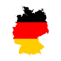 Fototapeta premium Map of Germany with the pattern of the Germany flag. Vector illustration design of the map of Germany flag.