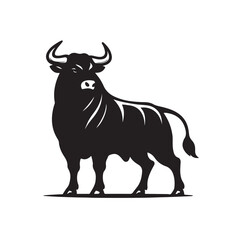 Powerful bull silhouette with dynamic lines representing strength and freedom silhouette