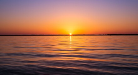 Serene Sunset Over Calm Ocean Waters