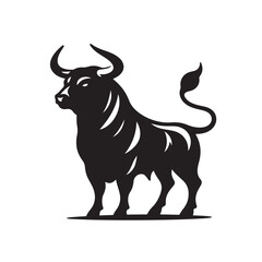 Powerful bull silhouette in a dynamic pose symbolizing strength and freedom