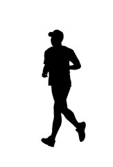 Silhouettes of Young man running