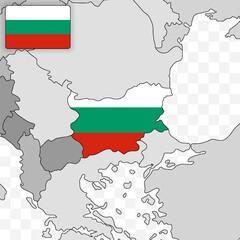 Bulgaria National Flag and Country Map in Flat Style Featuring European Travel and Geography Symbol